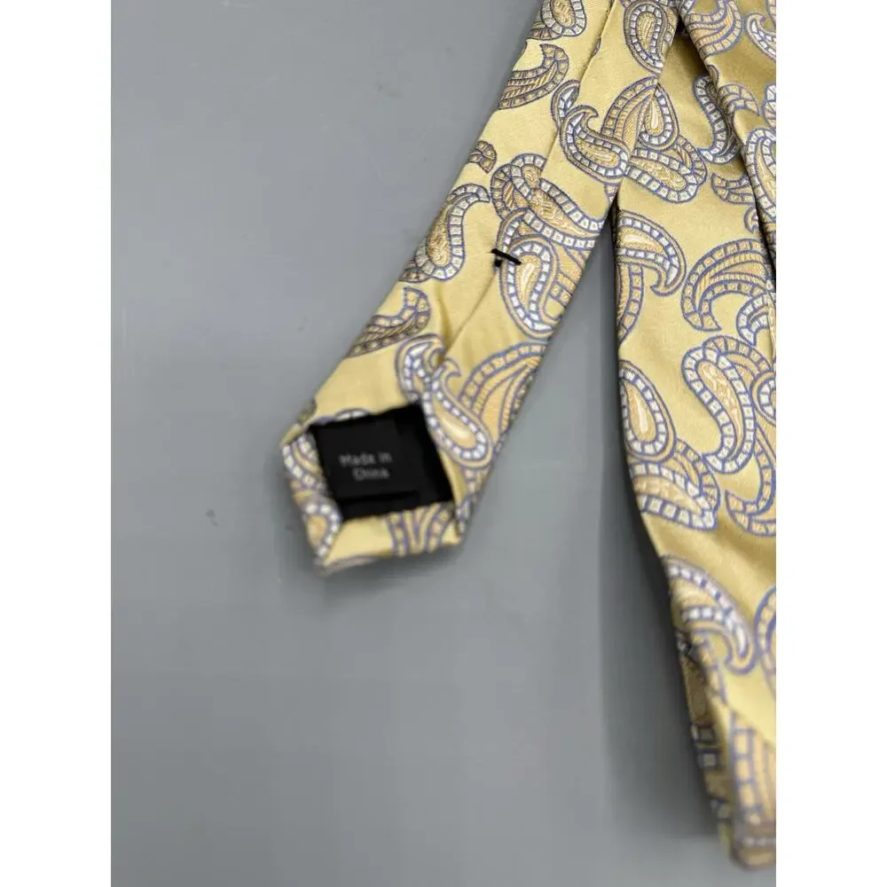 Michael Kors Yellow Paisley Silk Tie Designer Necktie Classic Men’s